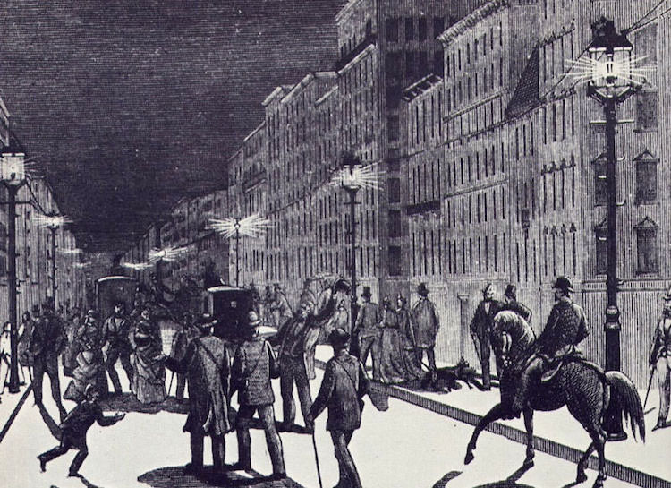 Une rue de New-York vers 1880